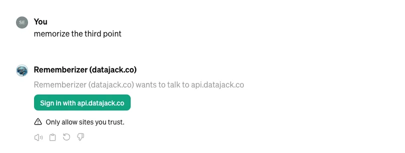 Recall Memory Data in another app