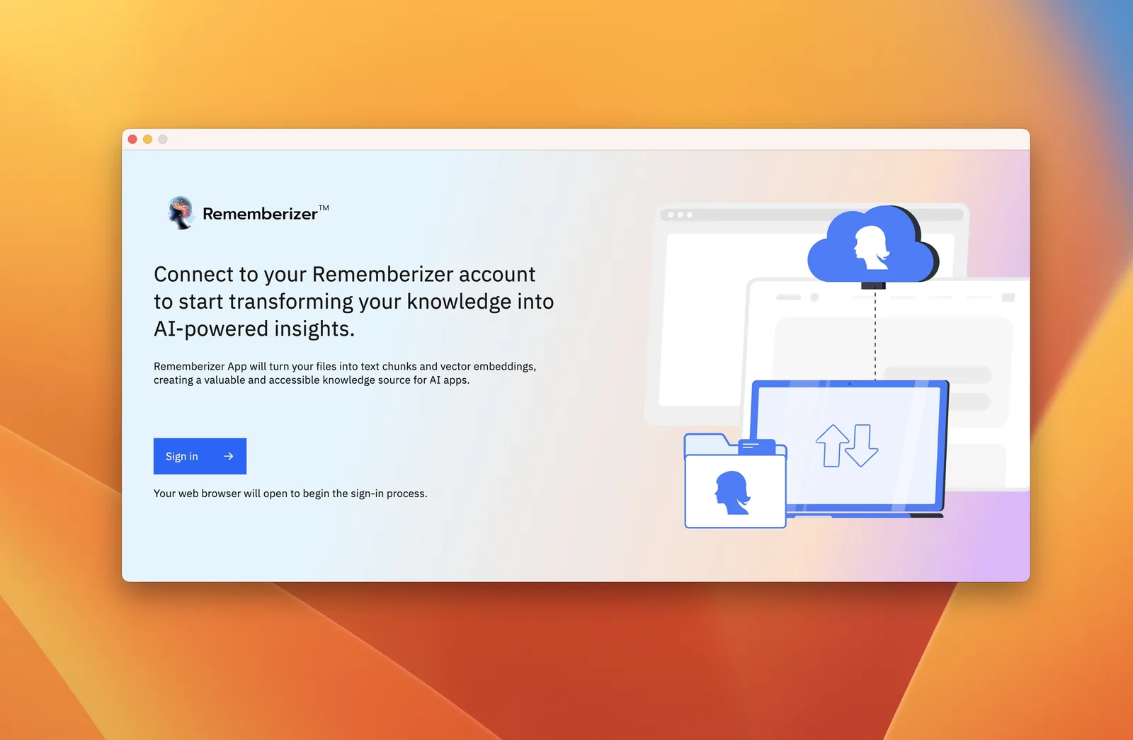 Rememberizer app status screen